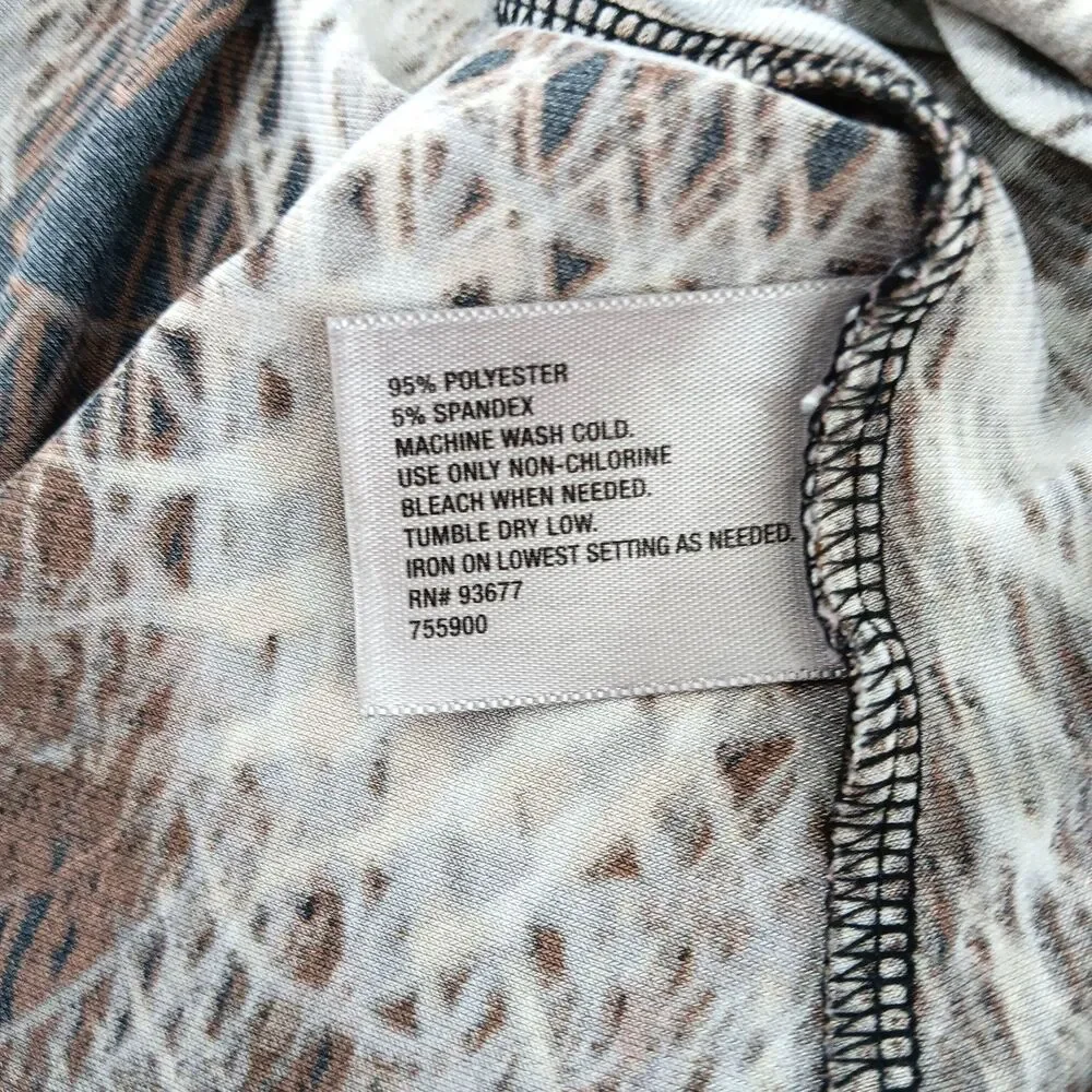 Worthington Blouse Women Large Brown Animal Print Boat Neck Short Sleeve Top - Picture 6 of 6